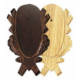 Scudetto per capriolo lavorato con foglie e ghiande 18 x 9 cm