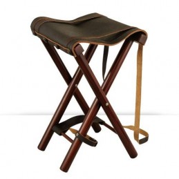 Sgabello in legno e pelle