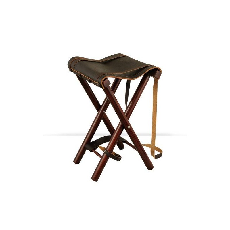 Sgabello in legno e pelle