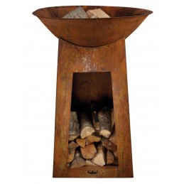 Braciere semisferico alto con porta legna