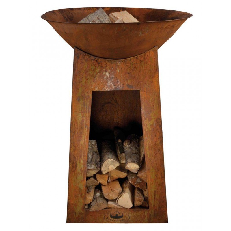 Braciere semisferico alto con porta legna