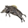 Spilla in peltro raffigurante cinghiale in salto