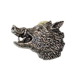 Spilla in peltro raffigurante testa di cinghiale