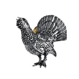 Spilla in peltro raffigurante gallo cedrone