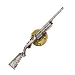 Spilla in peltro raffigurante una canna liscia semiautomatica