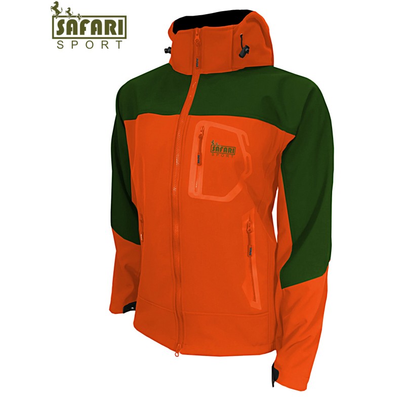 Giacca Safari Sport in soft shell arancione fluorescente Giacca Safari Sport in soft shell arancione fluorescente