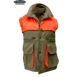 Gilet Quinta Regina Woodcock in cotone cerato beige e arancio