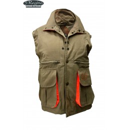 Gilet Quinta Regina Woodcock in cotone cerato beige e arancio
