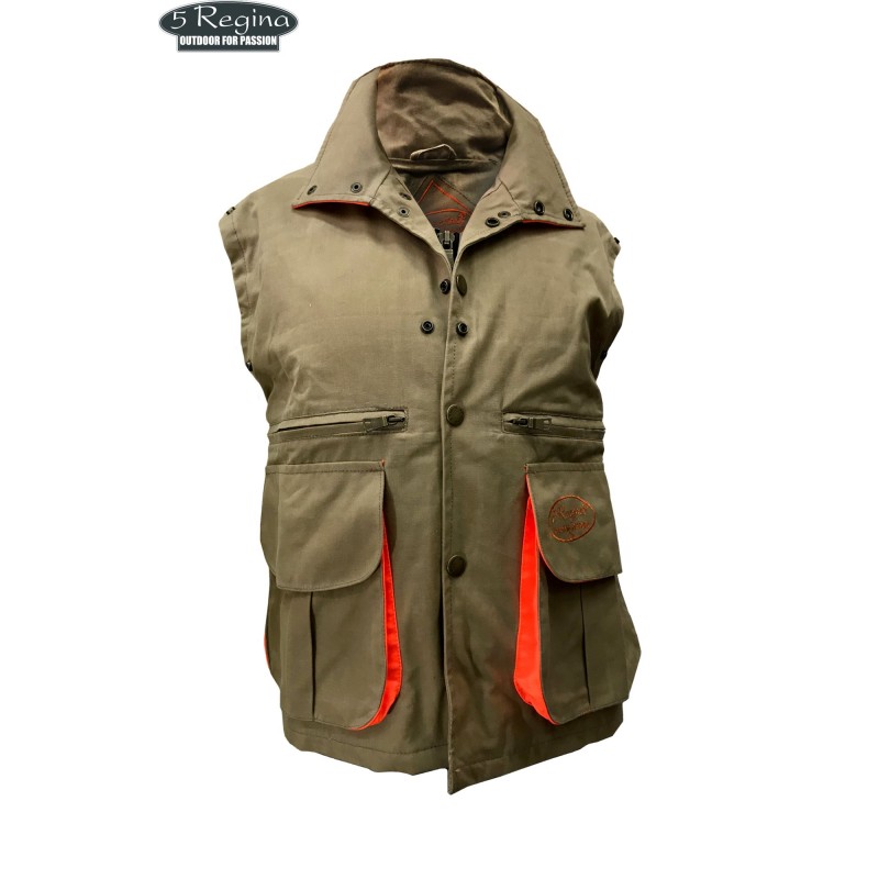 Gilet Quinta Regina Woodcock in cotone cerato beige e arancio