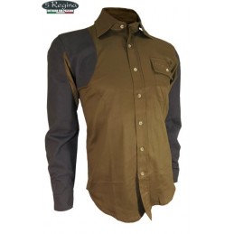 Camicia Quinta Regina modello Woodcock tabacco/verde