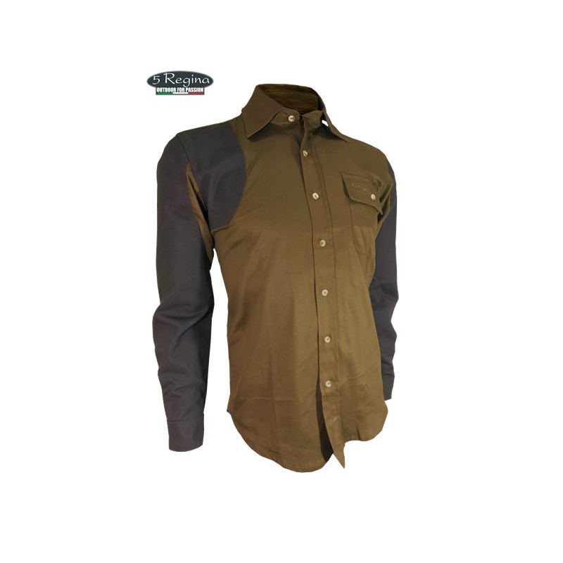 Camicia Quinta Regina modello Woodcock tabacco/verde