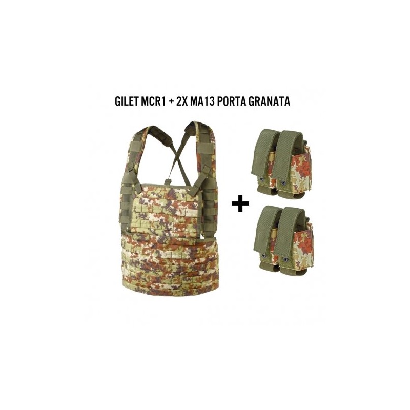 Gilet chest rig SBB MCR1 Vegetato + 2 porta granate